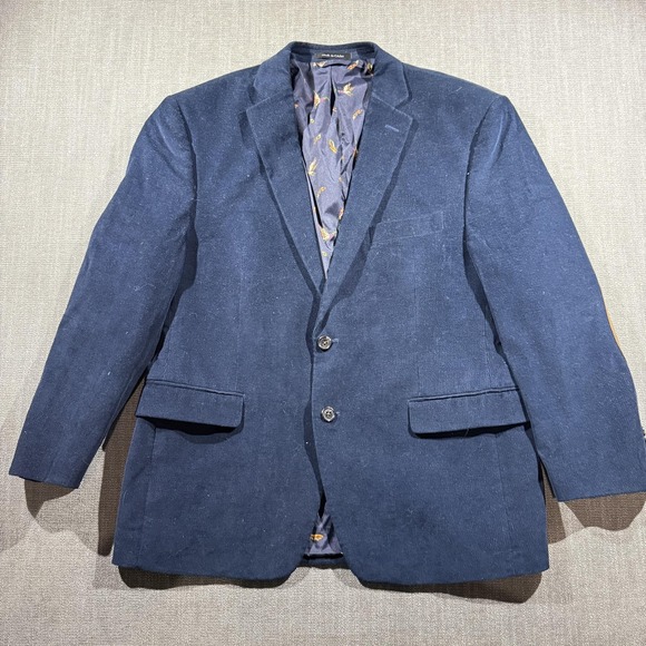 Field & Cabin Other - Vintage Mens Blue Corduroy Blazer Jacket Suede Elbow Patches Bird Lining